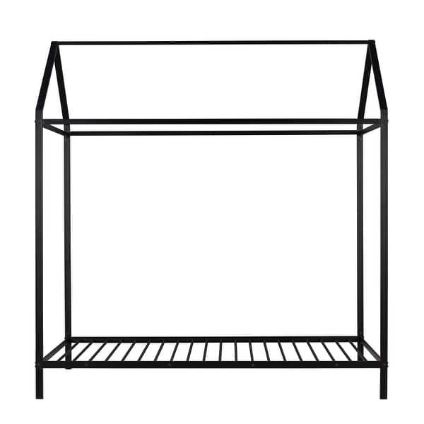 slide 2 of 38, Metal House Bed Platform Bed, Twin Size Floor Bed w/ Slats for Kids