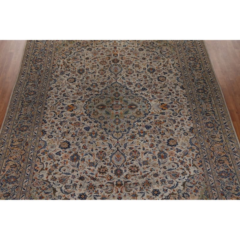 Kashan Persian Traditional Floral Area Rug Hand-knotted Wool Carpet - 9'8" x 12'8"