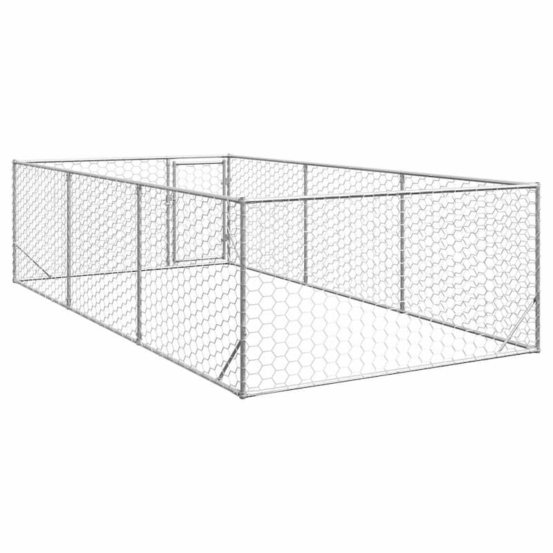 vidaXL Outdoor Dog Kennel Galvanized Tough galvanized steel Large