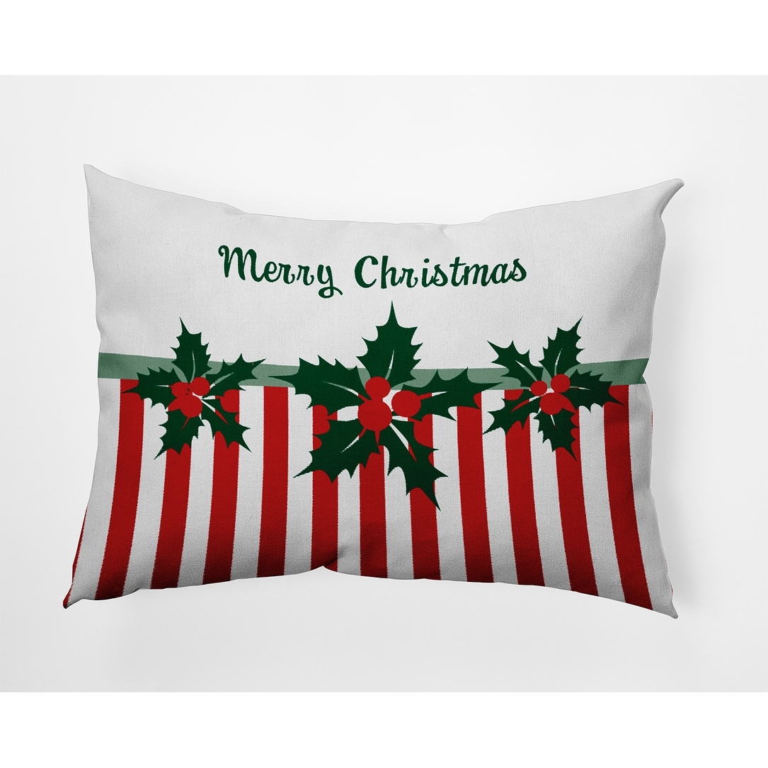 Merry Christmas Stripes Indoor/Outdoor Throw Pillow