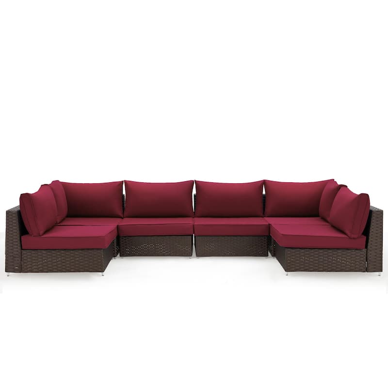 Outdoor Replacement Cushions for Patio Furniture, Waterproof & Non-Slip 4" Sofa Cushions, 6-Seat Conversation Sets, UV-Resistant