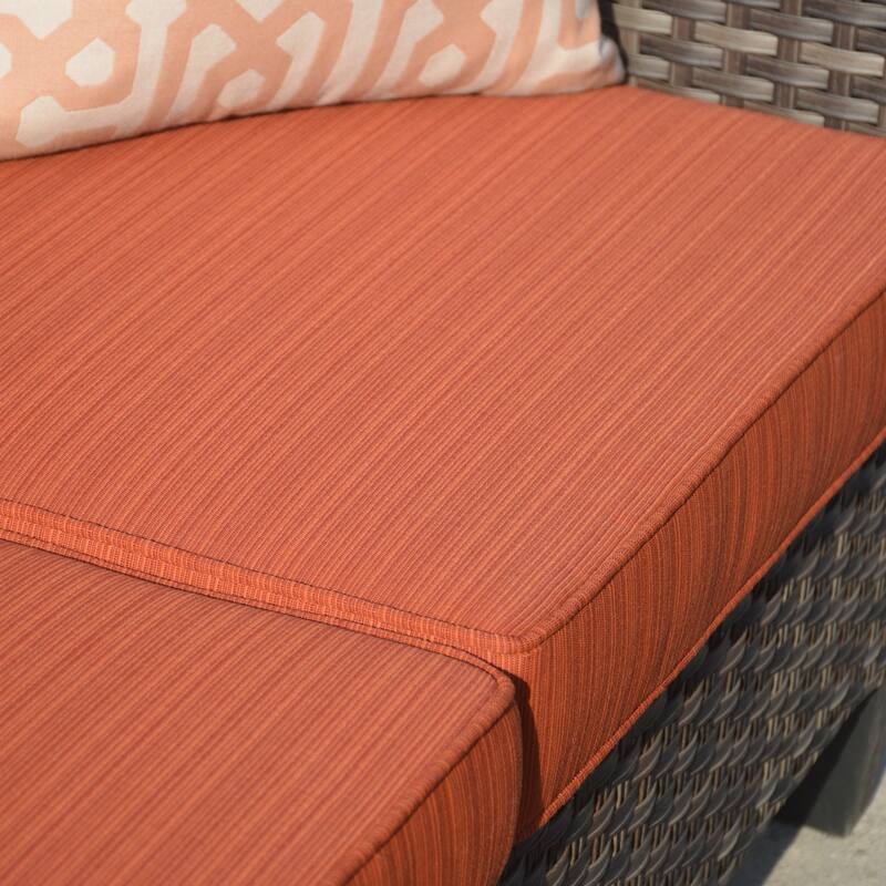 OVIOS Outdoor High-back Grey Wicker Loveseat