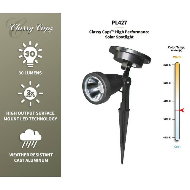 Classy Caps High Performance Solar Spotlight (Set of 2)