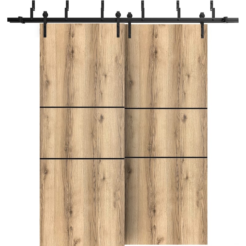 Sturdy Barn Door 36 x 80 Planum 0014 Oak with 6.6FT - 56" x 84" ( 2* 28x84)