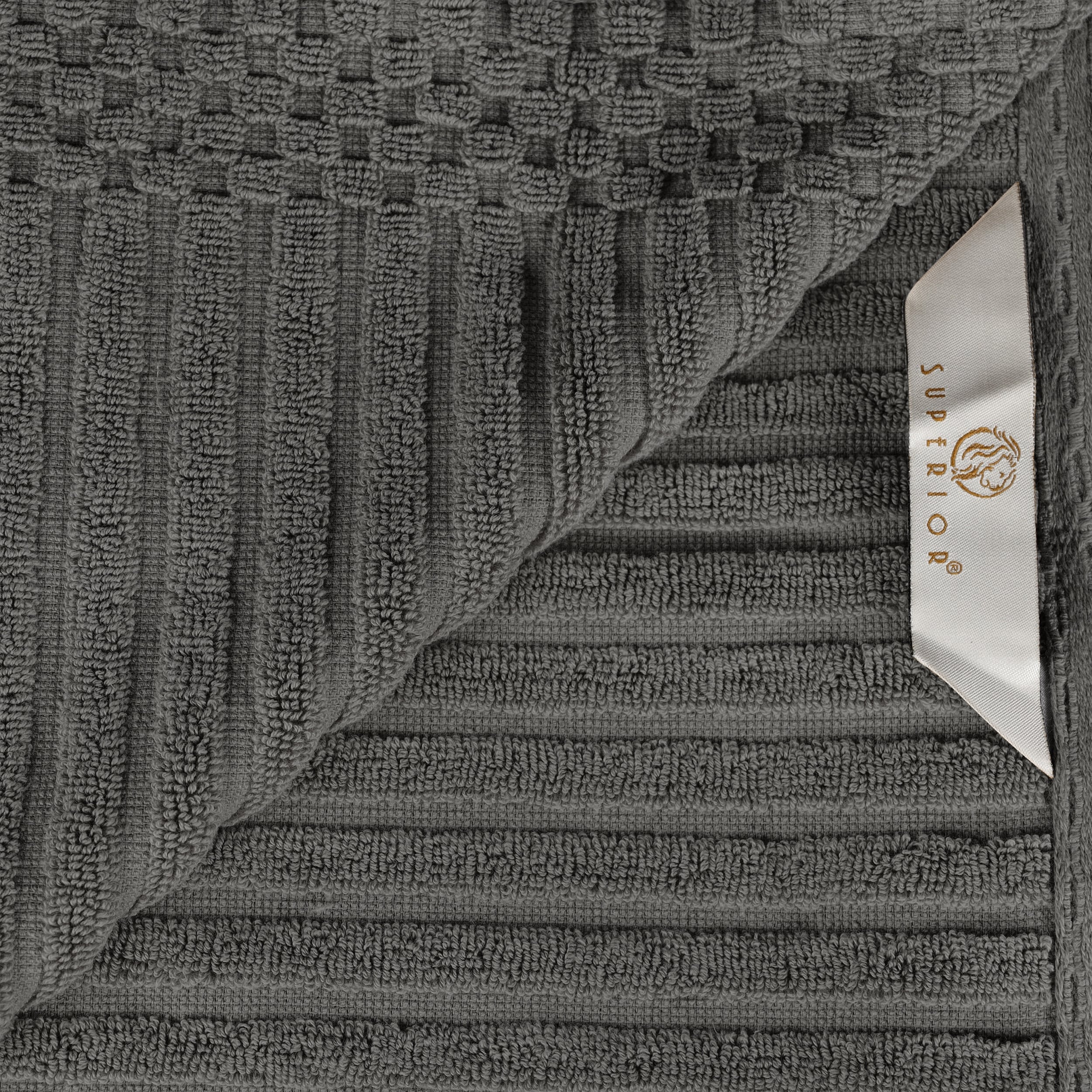 Premium 12-Piece Cotton Towel Set with Solid & Checkered Borders  -image