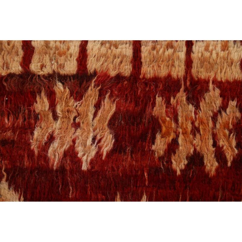 Hand Knotted Oriental 100% Wool Carpet Modern Tribal Red Moroccan Area Rug - 8' 0'' X 5' 7''