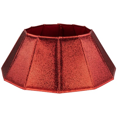 26" Glittery Red Fabric Hexagonal Christmas Tree Collar