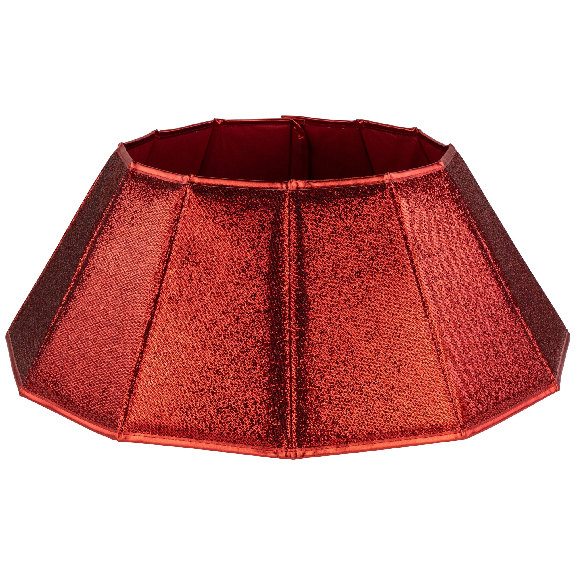 26" Glittery Red Fabric Hexagonal Christmas Tree Collar