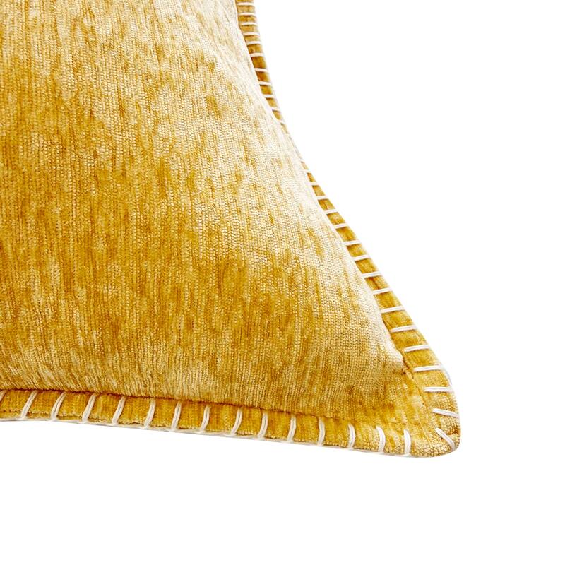 Textured Throw Pillow with Stitched Contrast Edge Set of 2