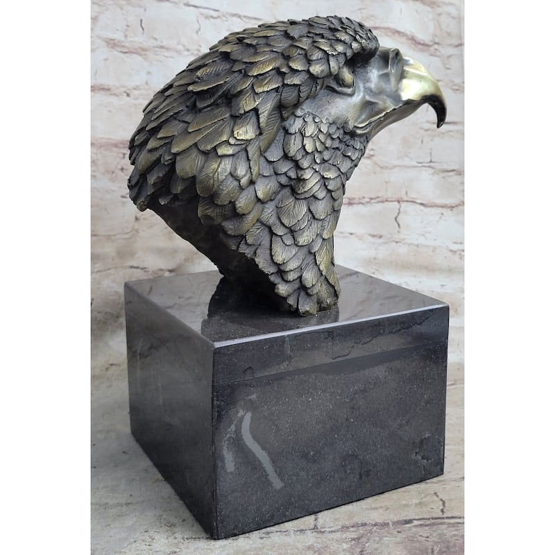 Signed Original Impressive Large Eagle Bird Wild Life Marble Base Figurine Decor