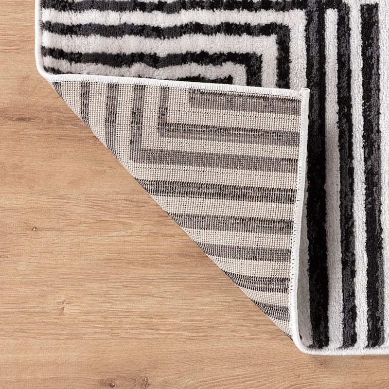 Cream Black Modern Maze Stylish and Durable Area Rug