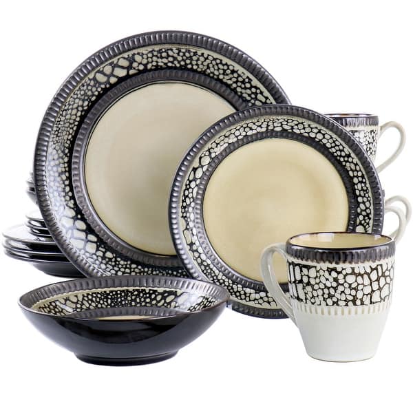 Elama Desert Sand 16 Piece Stoneware Dinnerware Set Bed Bath & Beyond