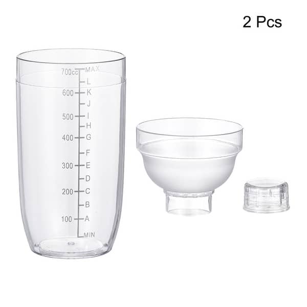 700ml 2pcs Plastic Cocktail Shaker Cup Scale Wine Beverage Mixer Drink