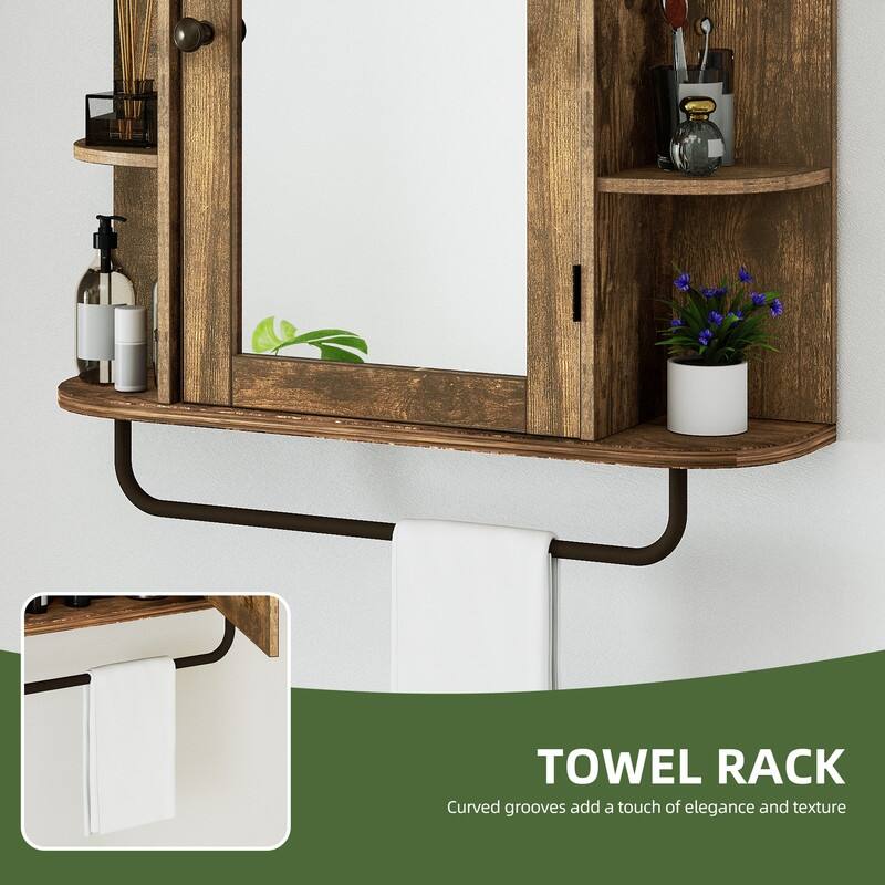 Wall Mounted Bathroom Medicine Cabinet with Mirror Door and Removable Shelf