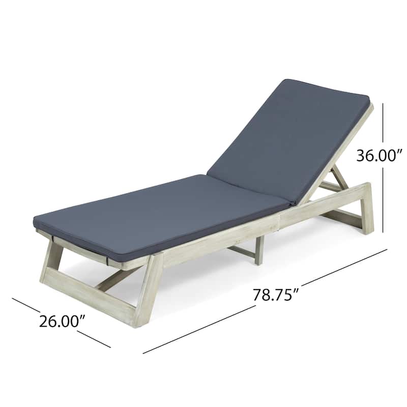 Maki Outdoor Acacia Wood Chaise Lounge and Cushion Set (Set of 2) by Christopher Knight Home