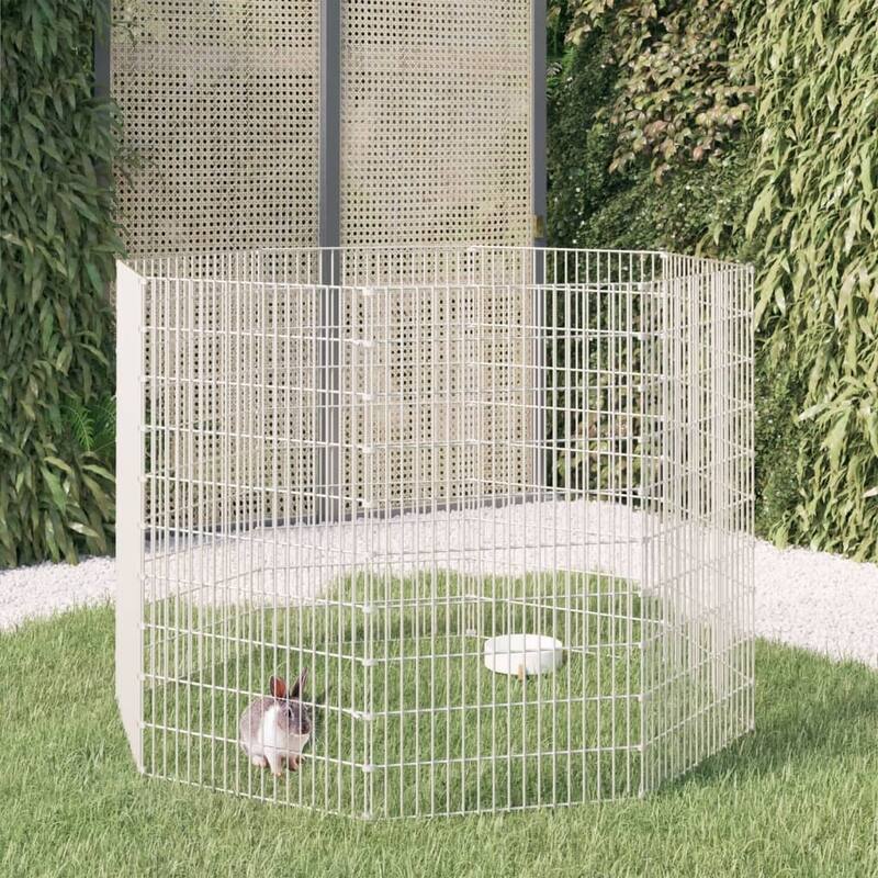 vidaXL Free Range Animal Enclosure Rabbit Hutch Free Range Pen Galvanized Iron - 21.3" x 39.4" 8-panel
