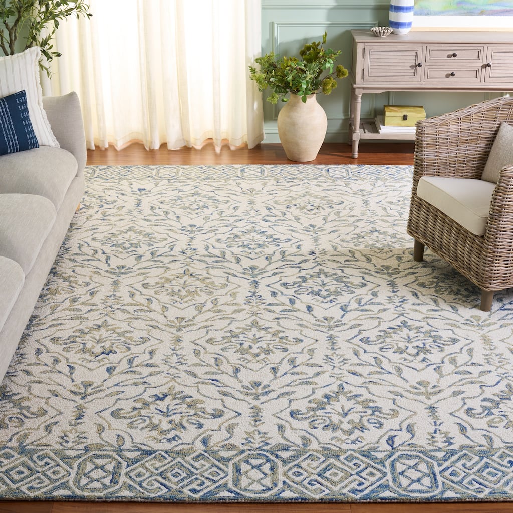 SAFAVIEH Handmade Dip Dye Elvedina Floral Wool Rug