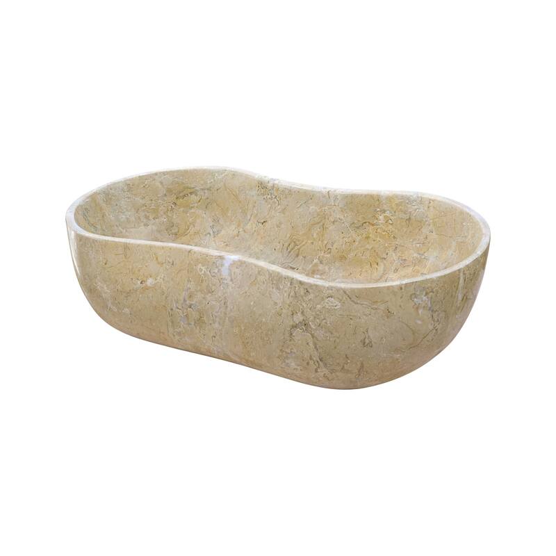 Roomfitters Marble Bathroom Vessel Sink, Natural Stone Countertop Wash Basin, Polished Oval Vanity Sink