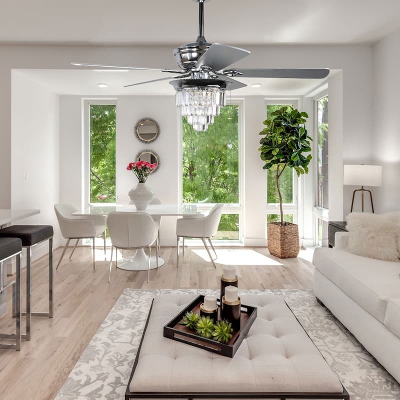Belladepot 52" Crystal Reversible Ceiling Fan with Light Kit and Remote Control