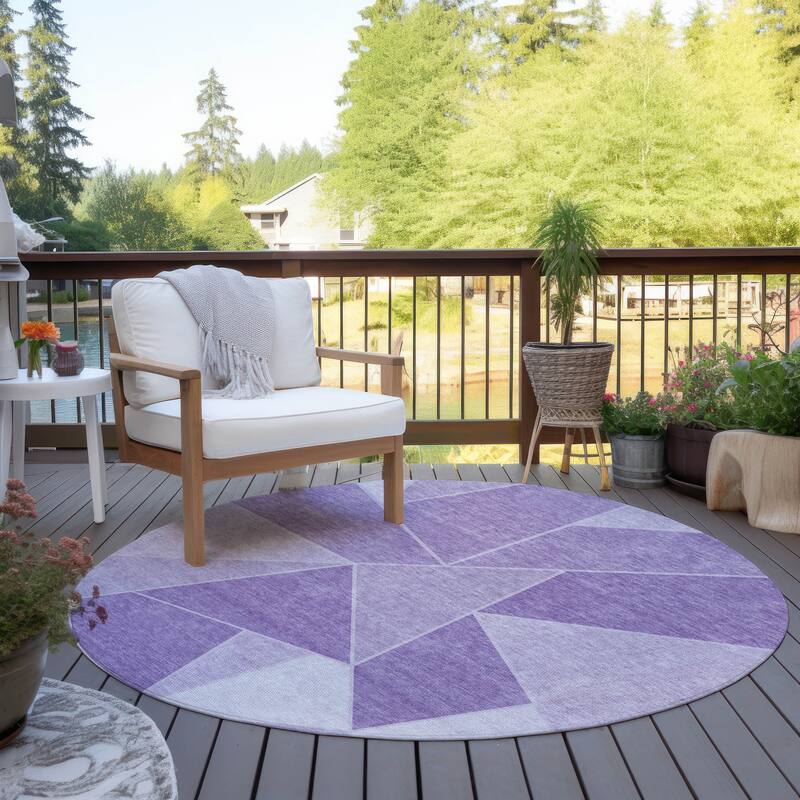 Machine Washable Indoor/ Outdoor Chantille Modern Mosaic Rug