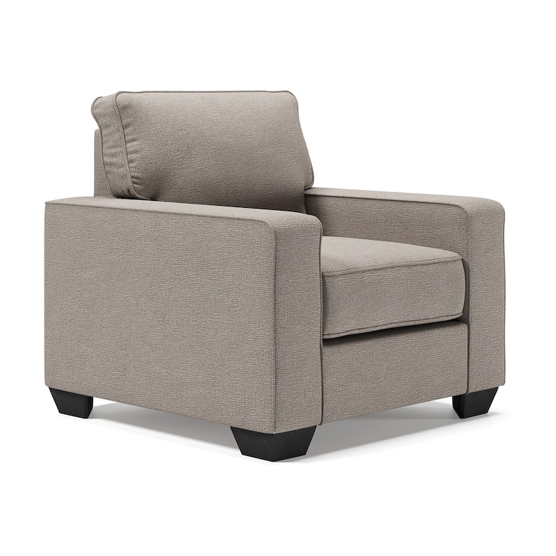 Qien Accent Armchair, Wide Track Arms, Modern Stone Gray Polyester