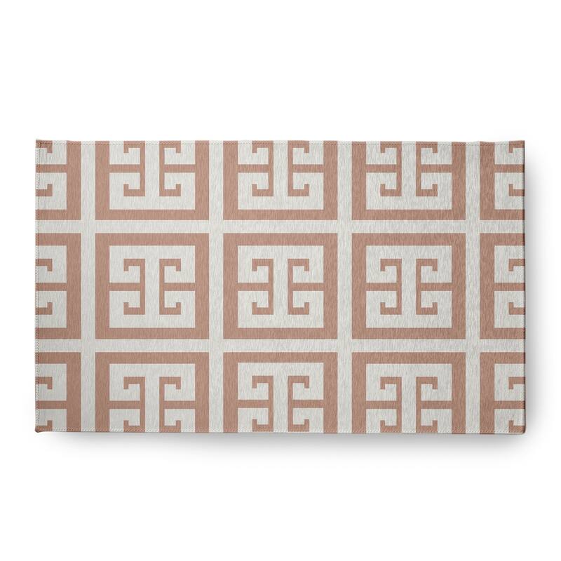 Greek Key Patterned Chenille Rug - Mauve - 18" x 30"