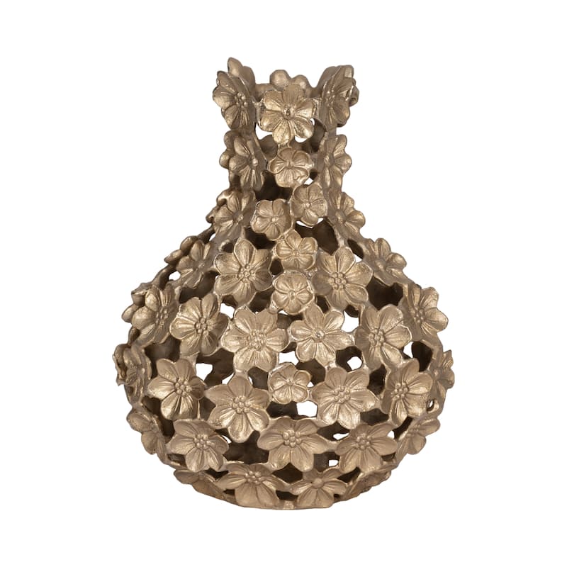 Aluminum Decorative Vase Floral Openwork Design Glam Style Modern