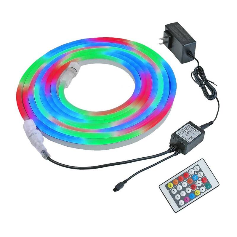 Novelty Lights LED Color Changing RGBW Mini Neon Flex Rope Light Kit, 16.4’ Long - String Lights