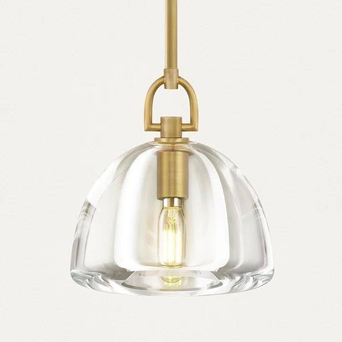 Crystal Hemisphere Pendant Light - Bowl-shaped - Gold
