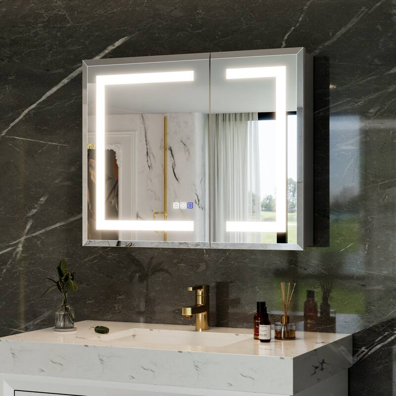 30-48'' W x 24'' H Surface or Recessed LED Bathroom Medicine Cabinet With Mirror,Defog & Quiet Hinges