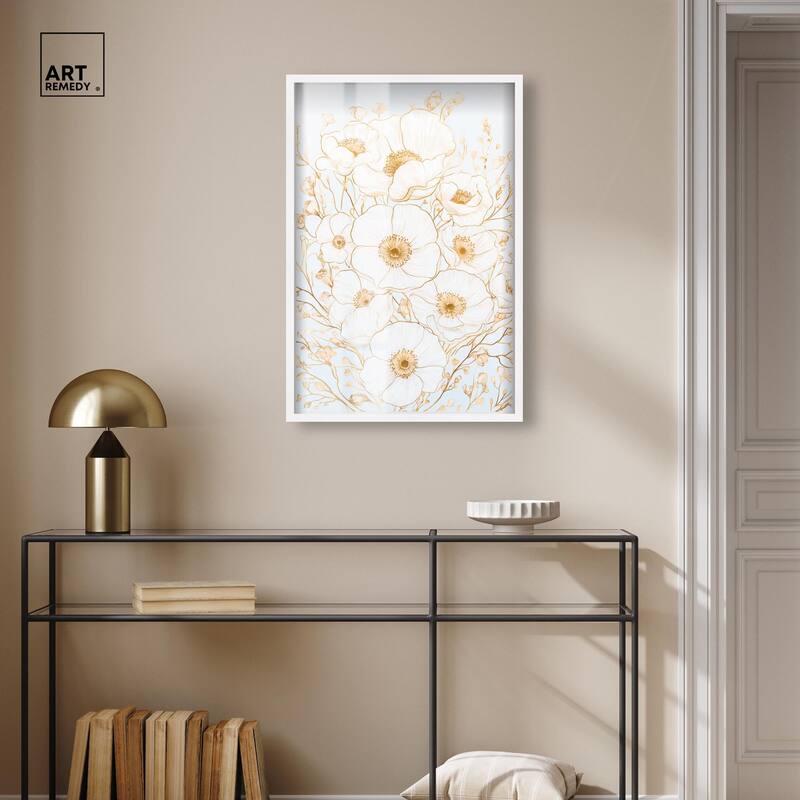 White and Gold Poppies II Shadowbox by Art Remedy