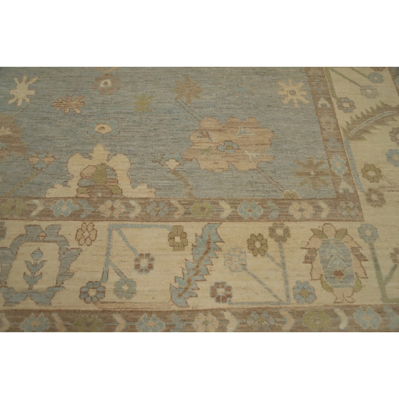 Hand Knotted Oriental 100% Wool Carpet Transitional All-Over Greys & Charcoal Oushak Area Rug - 9' 9'' X 8' 0''