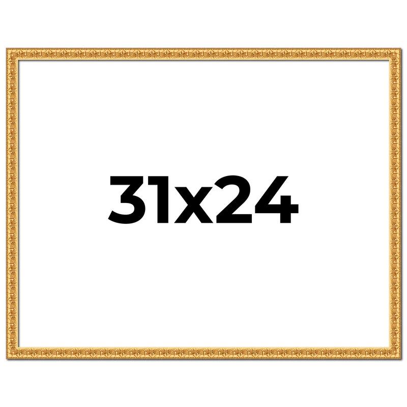 31x24 Frame Gold Real Wood Picture Frame Width 1 inches | Interior
