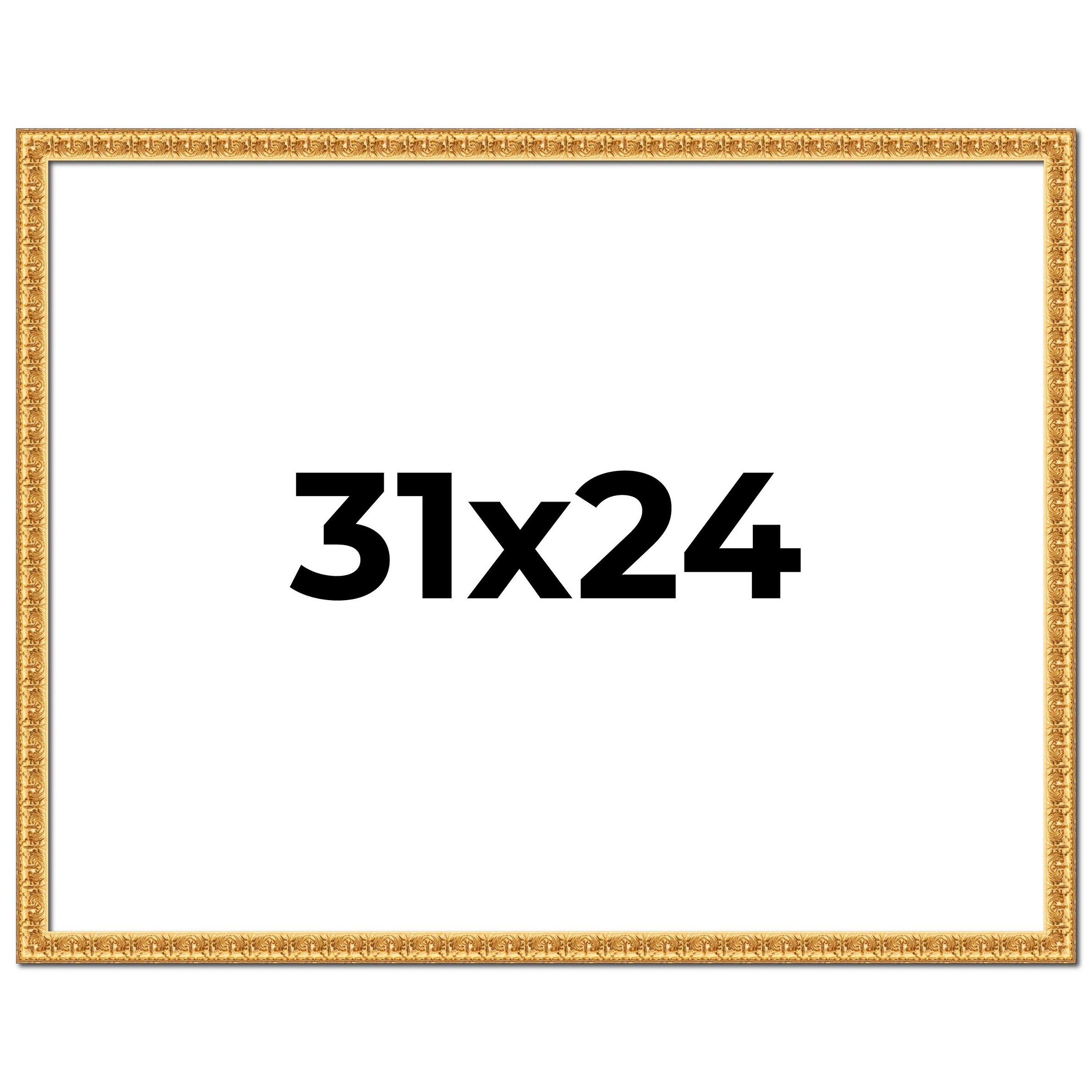 31x24 Frame Gold Real Wood Picture Frame Width 1 inches | Interior