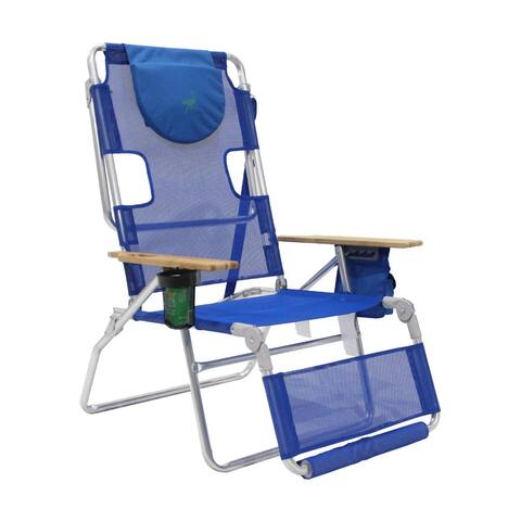 Ostrich 3-N-1 Altitude Outdoor Lounge Reclining Beach 16-Inch Height Chair, Blue - 10.5