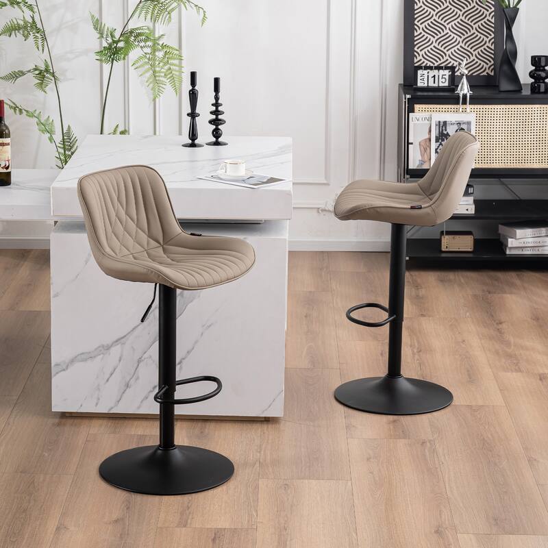 Adjustable Bar Stools Set of 2, Faux Leather Swivel Bar Chairs