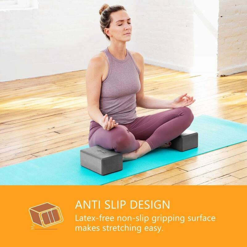 Sol Living Exercise Non Slip Foam Yoga Block 4" x 6" x 9" - 2 Pack
