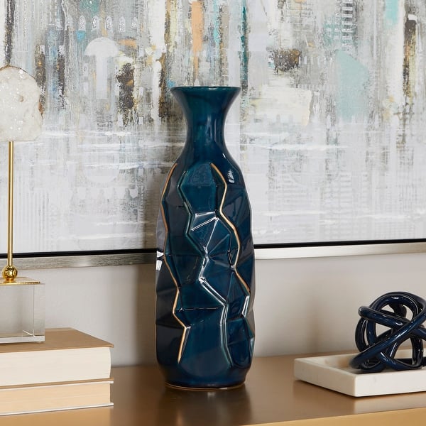 Blue Modern Smooth Glazed Stoneware Vase - On Sale - Bed Bath & Beyond -  21258560