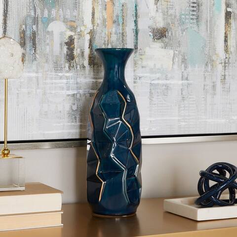 Blue Modern Smooth Glazed Stoneware Vase