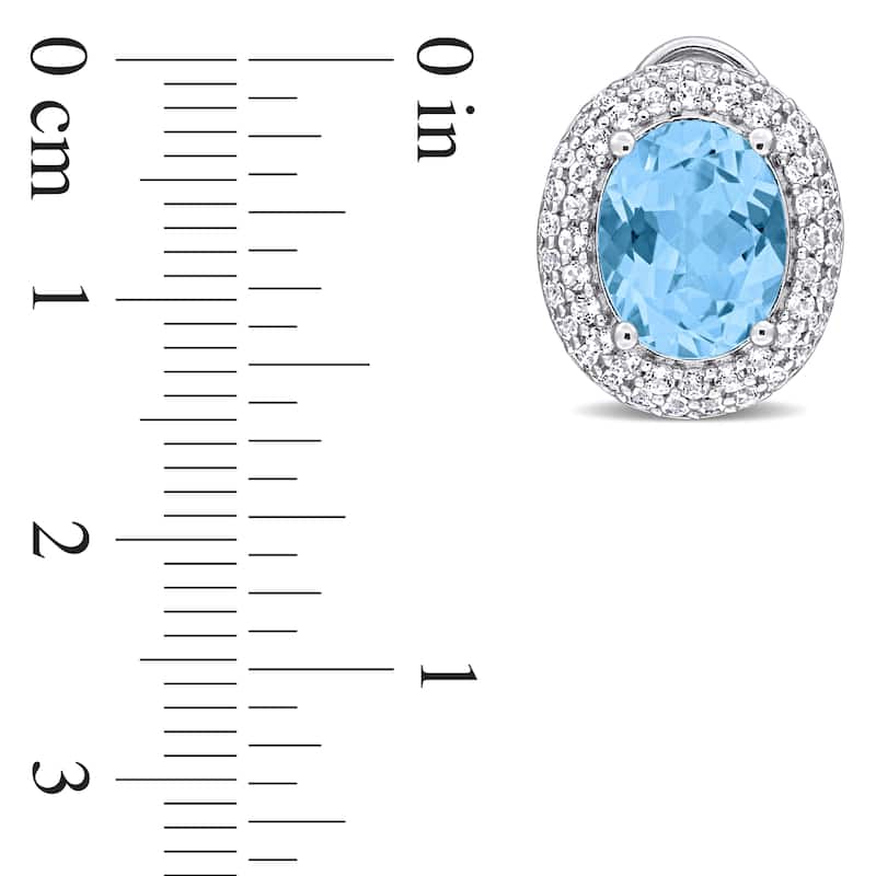 Miadora 8 5/8ct TGW Oval-Cut Sky Blue and White Topaz Earrings Sterling Silver