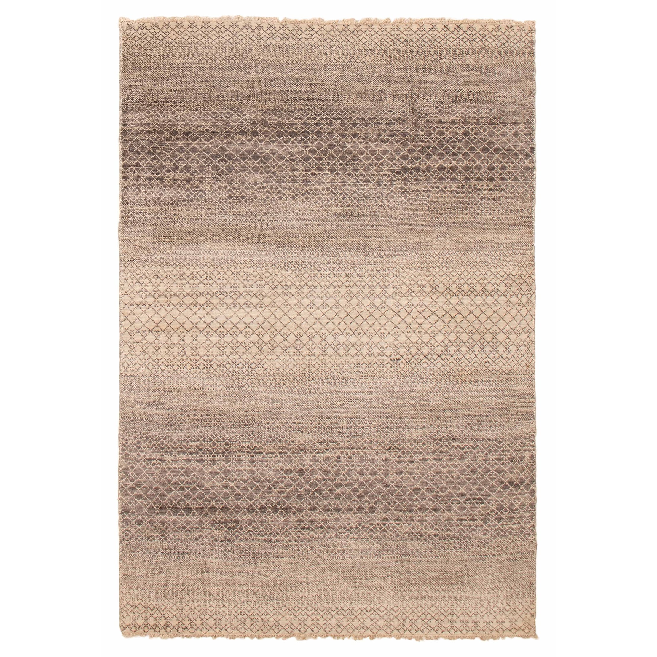 ECARPETGALLERY Hand-knotted Silk Shadow Grey Wool Rug - 5' 11" x 8' 11"