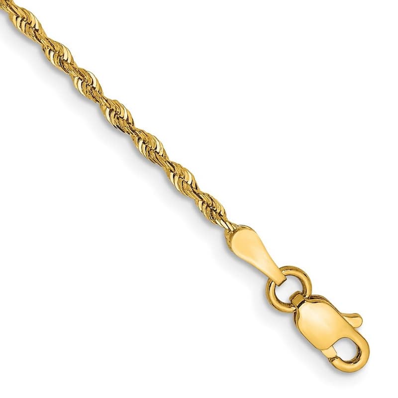 Curata 10k Yellow Gold 1.85mm Diamond Cut Quadruple Rope Chain BraceletOptions: 7" 8"