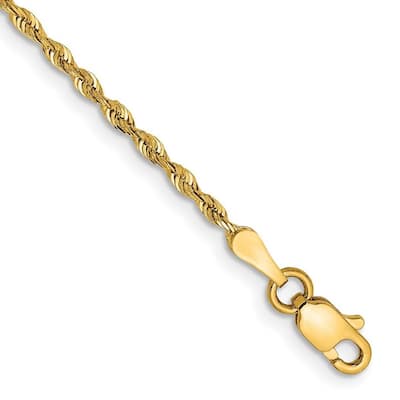 Curata 10k Yellow Gold 1.85mm Diamond Cut Quadruple Rope Chain BraceletOptions: 7" 8"