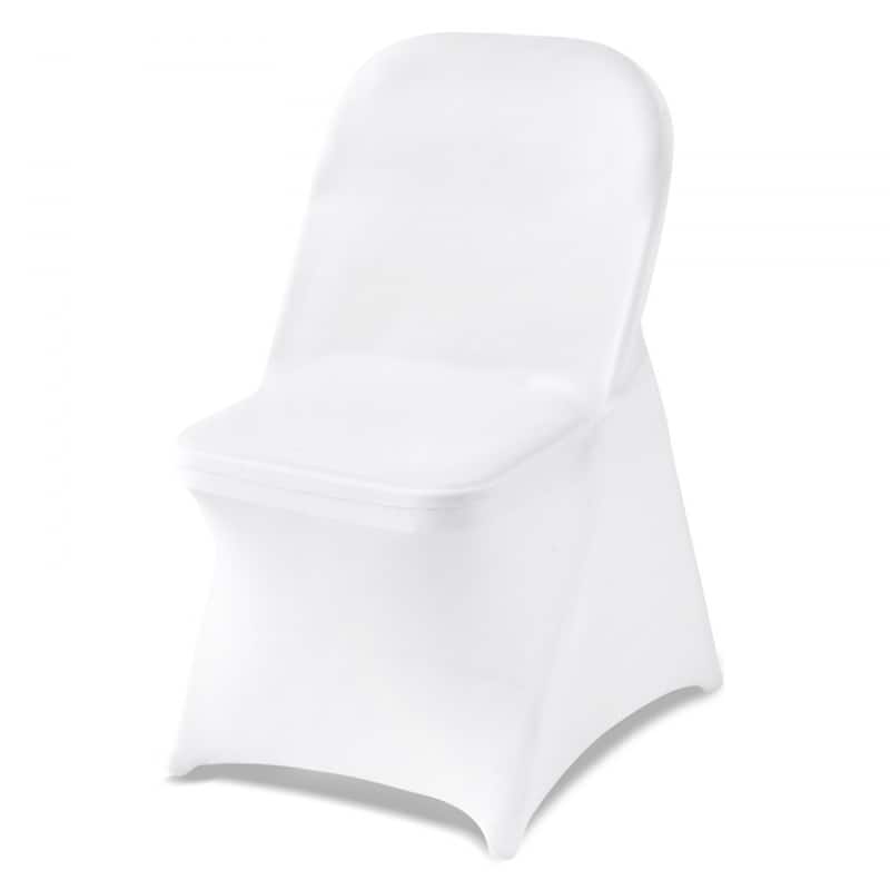 Stretch Chair Covers for Folding Chairs Polyester Spandex Elastic Slip On Wedding Party Banquet Event Decor - White