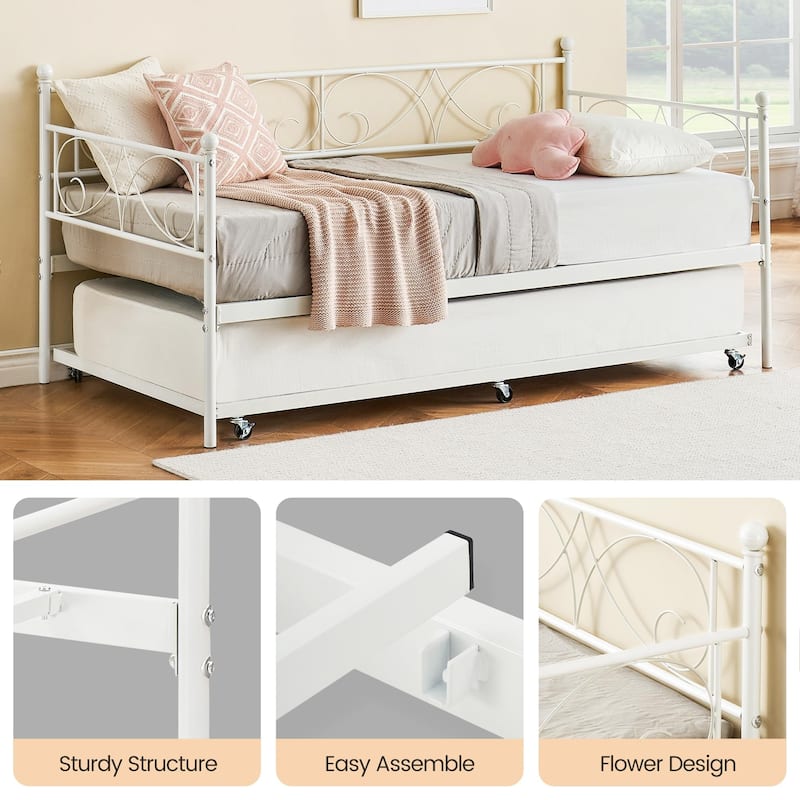 Twin Day Bed with Pull Out Trundle Bed Frame