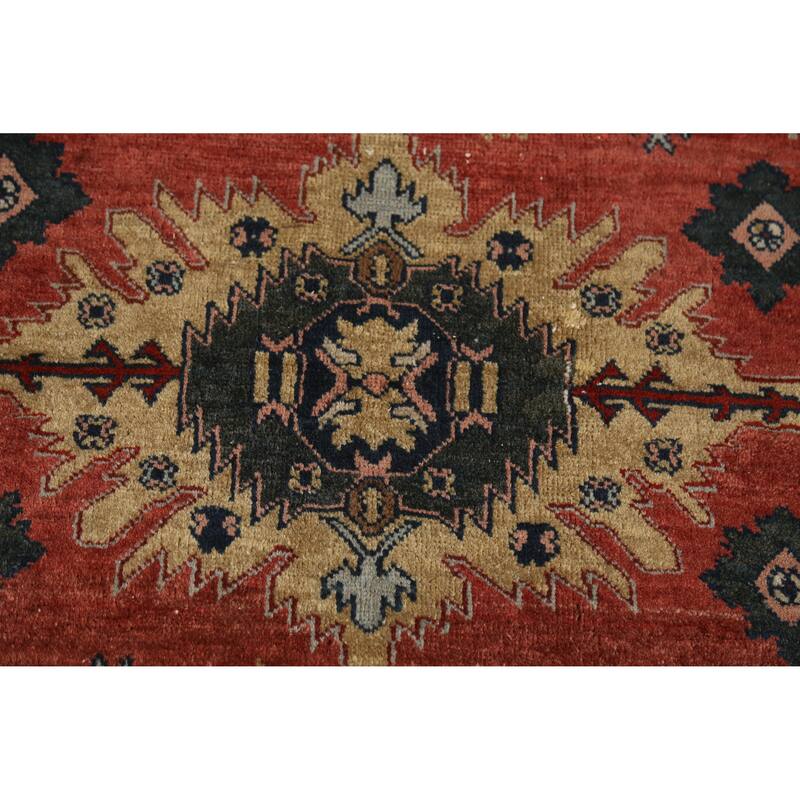 Hand Knotted Oriental 100% Wool Carpet Traditional Geometric Oranges & Rust Kazak Area Rug - 6' 0'' X 3' 10''
