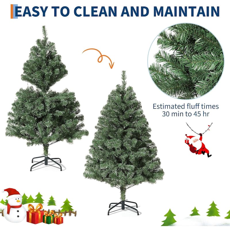 Pre-Lit Artificial Spruce Christmas Tree with White Lights, Unlit Hinged Design
