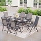 preview thumbnail 18 of 46, Outdoor 5/7-Piece Patio Dining Set, 7-positon Reclining Folding Sling Chair & E-Coating Metal Steel Table 7-Piece-Grey