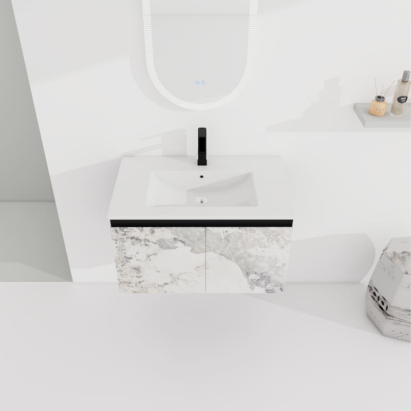 30"Floating Wall-Mounted Bathroom Vanity With Ceramics Sink & Soft-Close Cabinet Door