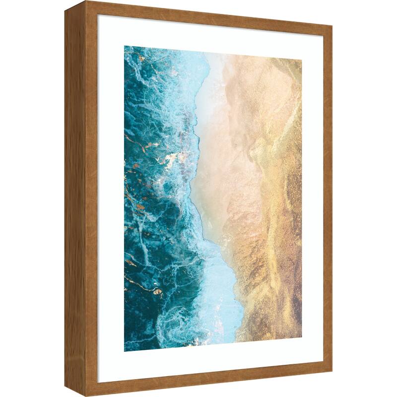 Gold beach by Sarah Manovski Wood Framed Wall Art Print